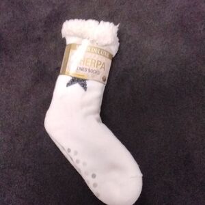 Sherpa Lined Women's Socks in White